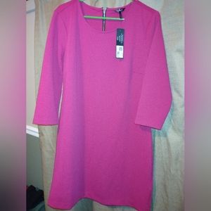 Daisy fuentes pink 3/4 sleeve solid sheath ponte dress
